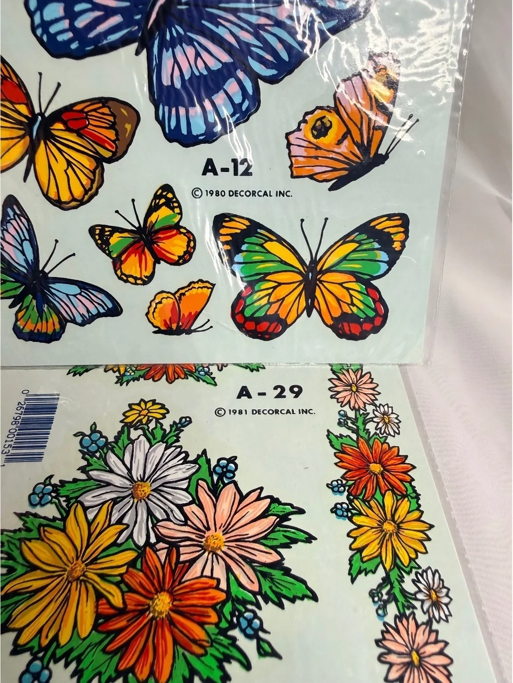 1980 1981 Vintage Decorcal Inc Butterfly and Flower Water Transfer Decals
